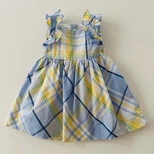 Janie and Jack 6-12 Months Baby Girl Blue Yellow Plaid Ruffle Dress Summer